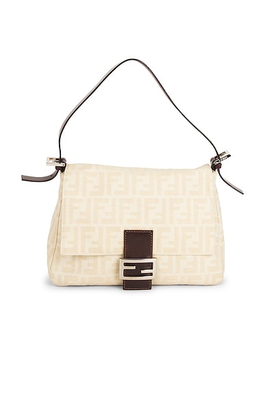 FWRD Renew Fendi Zucca Mama Forever Baguette Shoulder Bag in Neutral
