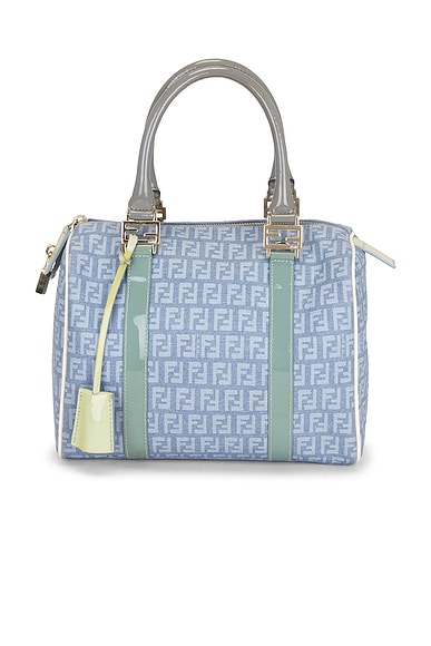 FWRD Renew Fendi Zucchino Boston Bag in Blue