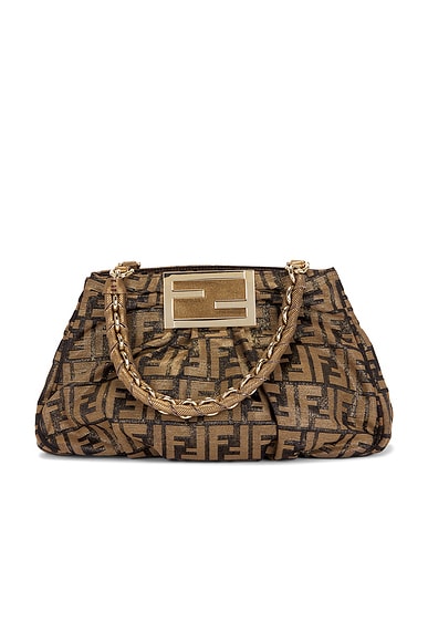 FWRD Renew Fendi Zucca Mia Tote Bag in Brown