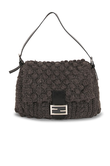 FWRD Renew Fendi Crochet Mama Baguette Shoulder Bag in Gray