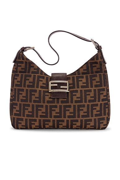 FWRD Renew Fendi Zucca Shoulder Bag in Brown