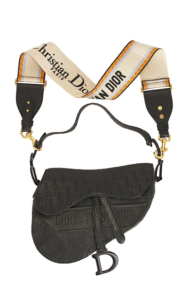 FWRD Renew Dior Oblique Embossed Saddle Bag in Black