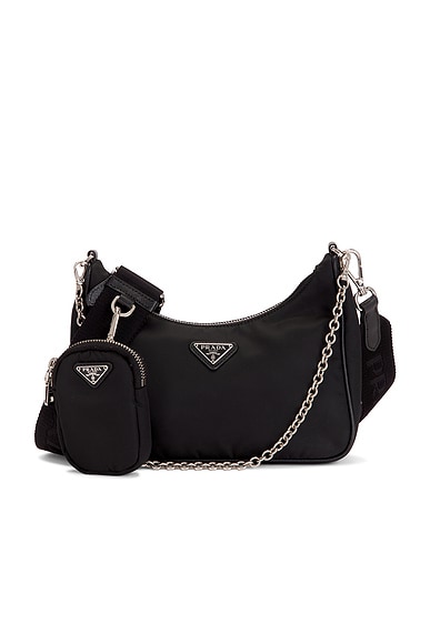 FWRD Renew Prada Re-Edition 2005 Re-Nylon Shoulder Bag in Black