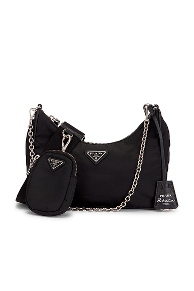 FWRD Renew Prada Re-Edition 2005 Re-Nylon Shoulder Bag in Black