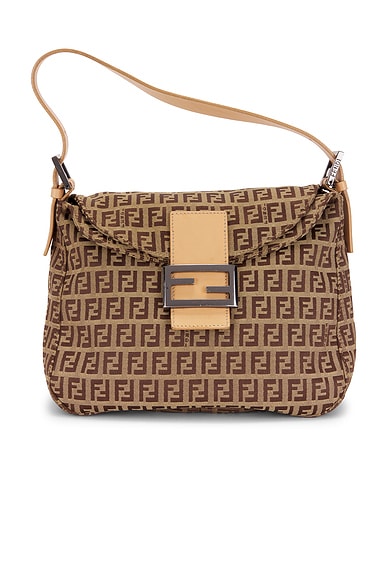 FWRD Renew Fendi Zucchino Mama Baguette Shoulder Bag in Neutral