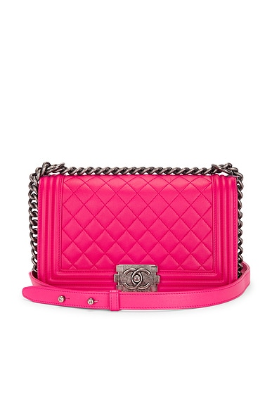 FWRD Renew Chanel Lambskin Boy Bag in Pink