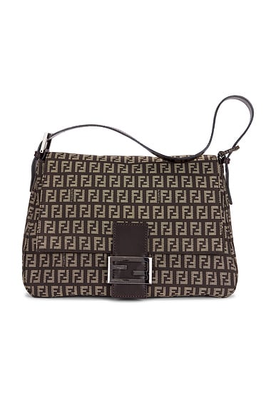 FWRD Renew Fendi Zucchino Mama Baguette Shoulder Bag in Brown