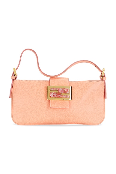 FWRD Renew Fendi Baguette Pochette Shoulder Bag in Peach
