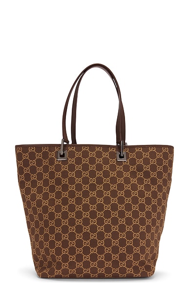FWRD Renew Gucci Vintage GG Bucket Tote Bag in Brown