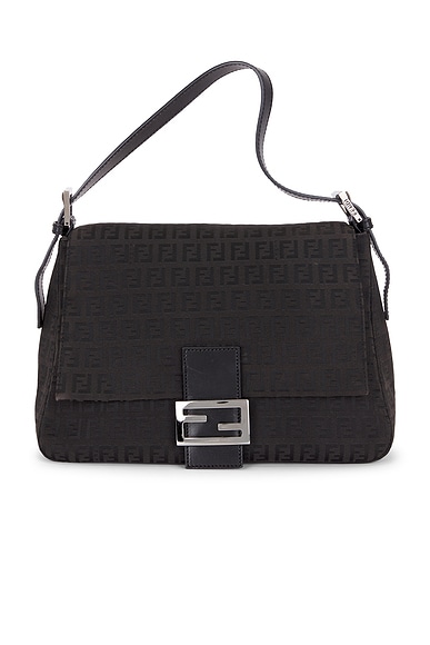 FWRD Renew Fendi Zucchino Mama Baguette Shoulder Bag in Black