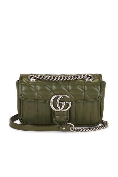 FWRD Renew Gucci GG Marmont Shoulder Bag in Green