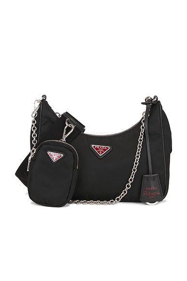 FWRD Renew Prada Re-Edition 2005 Re-Nylon Shoulder Bag in Black | FWRD