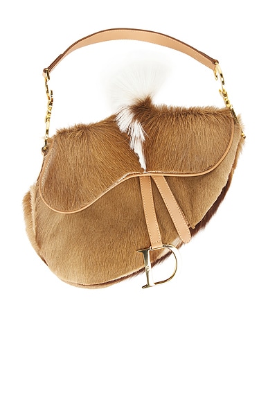 FWRD Renew Dior Pony Hair Mohawk Saddle Bag in Brown