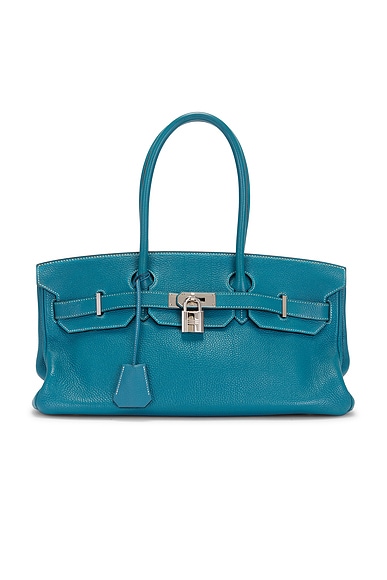 FWRD Renew Hermes Clemence JPG Shoulder Birkin 42 Handbag in Bleu Jean