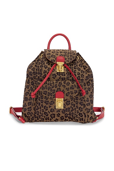 FWRD Renew Fendi Leopard Backpack in Brown
