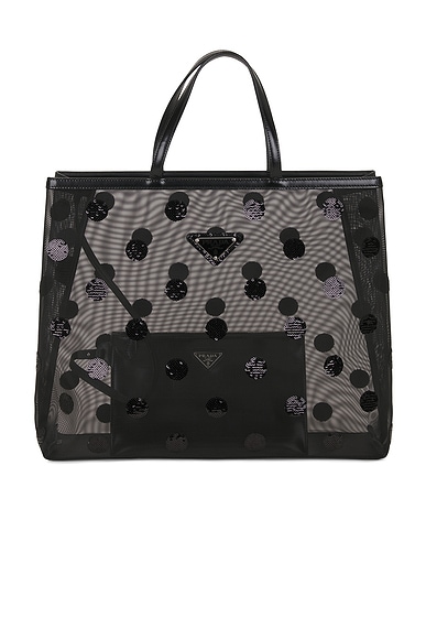 Prada Polka Dot Sequined Mesh Tote Bag