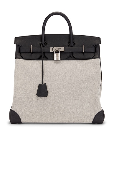 FWRD Renew Hermes Toile & Evercolor Haut A Courroies Birkin 40 Handbag in Noir