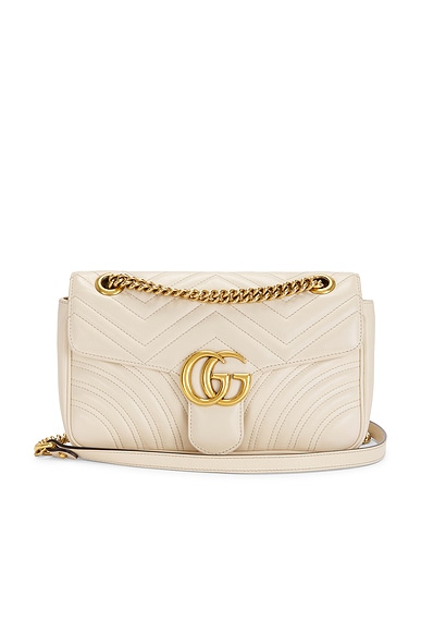 FWRD Renew Gucci GG Marmont Shoulder Bag in White