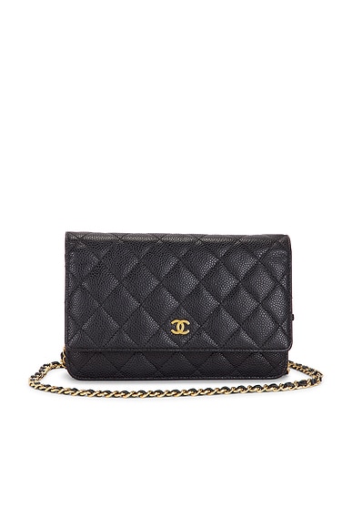 FWRD Renew Chanel Caviar Classic Wallet On Chain in Black