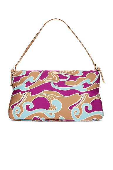 Shop Fendi Satin Psychedelic Print Baguette Shoulder Bag In Multicolor