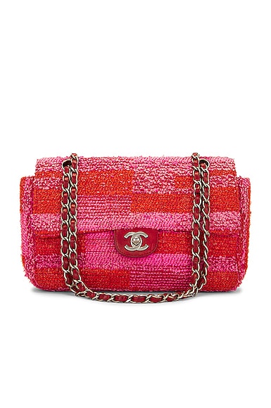 FWRD Renew Chanel Medium Single Flap Bag in Pink & Red