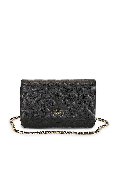 FWRD Renew Chanel Caviar Classic Wallet On Chain in Black