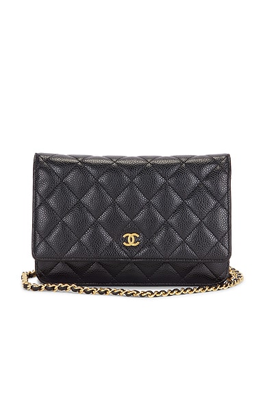 FWRD Renew Chanel Caviar Classic Wallet On Chain in Black