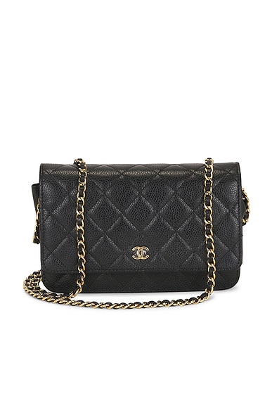FWRD Renew Chanel Caviar Classic Wallet On Chain in Black