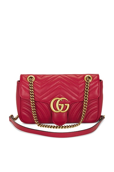 FWRD Renew Gucci GG Marmont Shoulder Bag in Hibiscus Red
