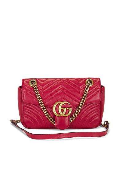 FWRD Renew Gucci GG Marmont Shoulder Bag in Hibiscus Red