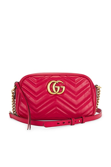 FWRD Renew Gucci GG Marmont Shoulder Bag in Hibiscus Red