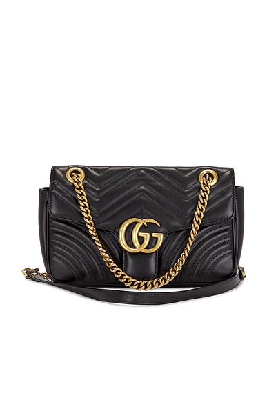 FWRD Renew Gucci GG Marmont Shoulder Bag in Black