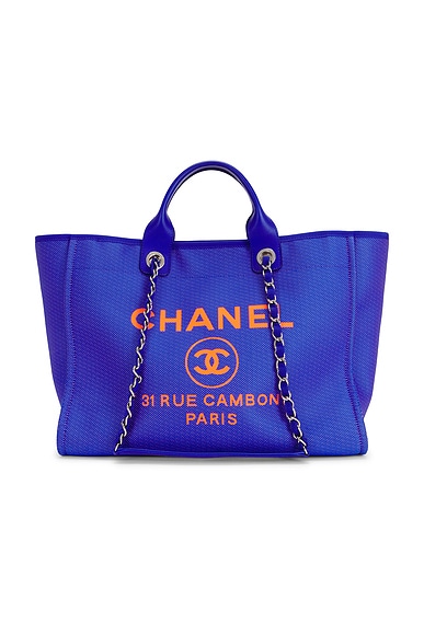 FWRD Renew Chanel Deauville NM Tote Bag in Blue