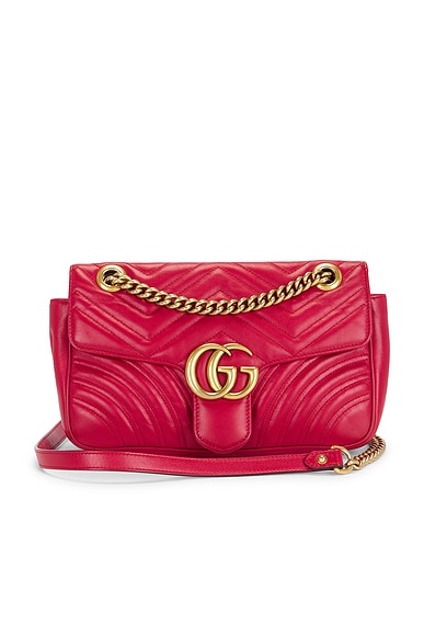 FWRD Renew Gucci GG Marmont Shoulder Bag in Hibiscus Red