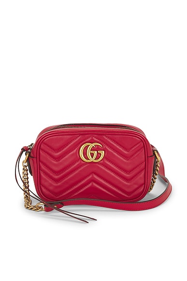 FWRD Renew Gucci GG Marmont Shoulder Bag in Hibiscus Red