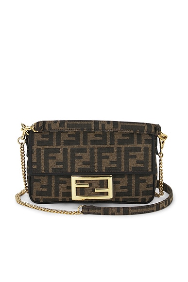 FWRD Renew Fendi Mini FF 1974 Baguette Shoulder Bag in Brown