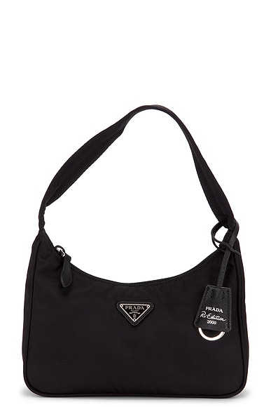 FWRD Renew Prada Mini Re-Edition 2000 Re-Nylon Shoulder Bag in Black