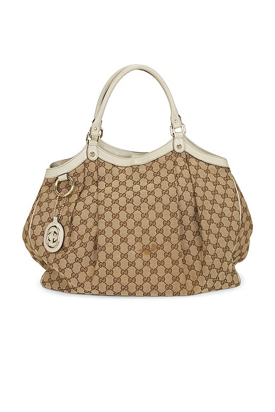 FWRD Renew Gucci Sukey Tote Bag in Beige