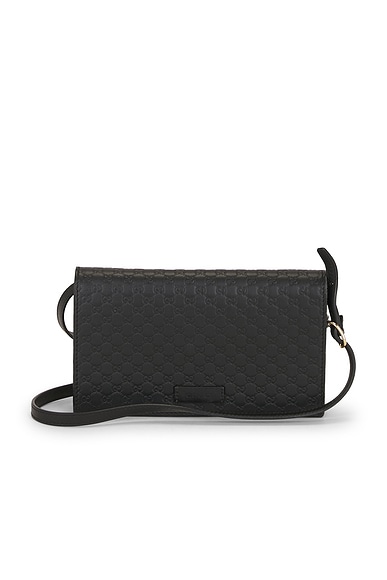 FWRD Renew Gucci Microguccissima Wallet On Chain in Black