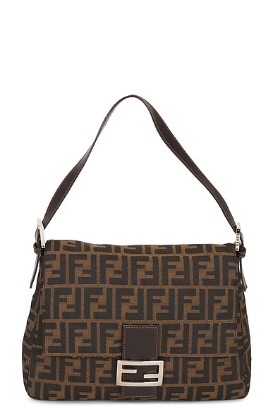 FWRD Renew Fendi Zucca Mama Forever Baguette Shoulder Bag in Brown