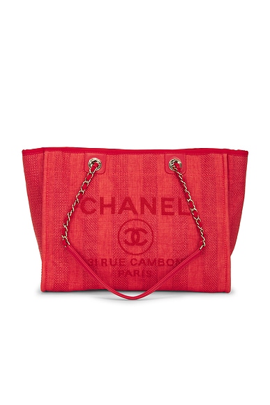 FWRD Renew Chanel Small Deauville Tote Bag in Red