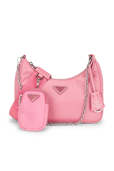 FWRD Renew Prada Re-Edition 2005 Re-Nylon Shoulder Bag in Pink