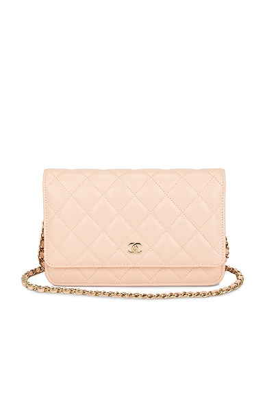 FWRD Renew Chanel Calfskin Classic Wallet On Chain in Pink