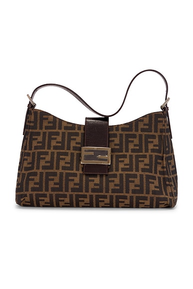 FWRD Renew Fendi Zucca Shoulder Bag in Brown