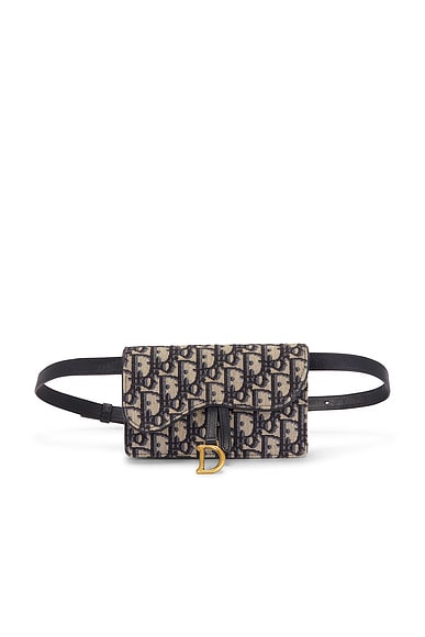 FWRD Renew Dior Oblique Saddle Belt Bag in Blue