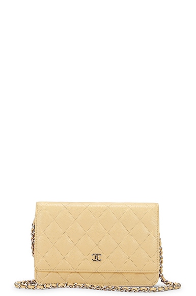FWRD Renew Chanel Matelasse Caviar Classic Wallet on Chain Shoulder Bag in Cream