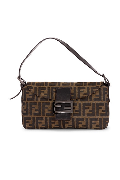 FWRD Renew Fendi Zucca Baguette Shoulder Bag in Brown
