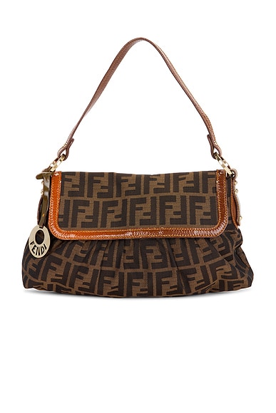 FWRD Renew Fendi Zucca Chef Shoulder Bag in Brown