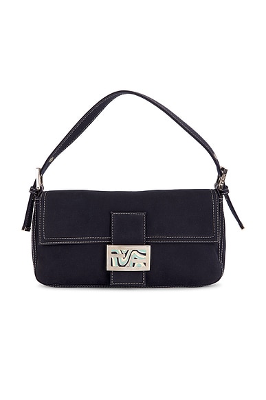 FWRD Renew Fendi Baguette Shoulder Bag in Blue