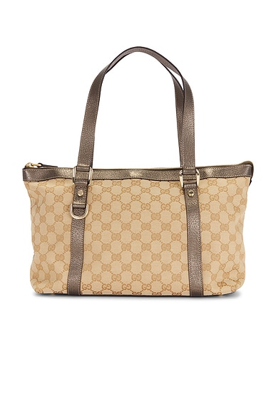 FWRD Renew Gucci Abbey Tote Bag in Brown